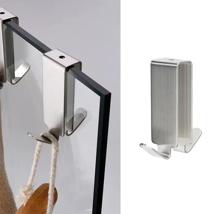 Crochets Double face en acier inoxydable, crochet de porte de douche de salle de bains sur porte en