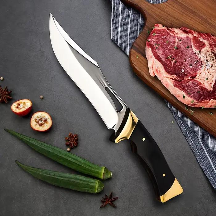 Couteau de boucher multifonctionnel forgé à la main, ustensile de cuisine à désosser avec couvercle