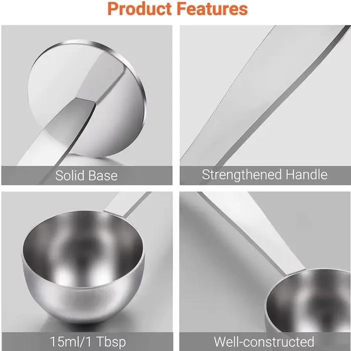 Leeseph – cuillère à café 2 en 1 en acier inoxydable, cuillère à café à double usage, marteau à poud