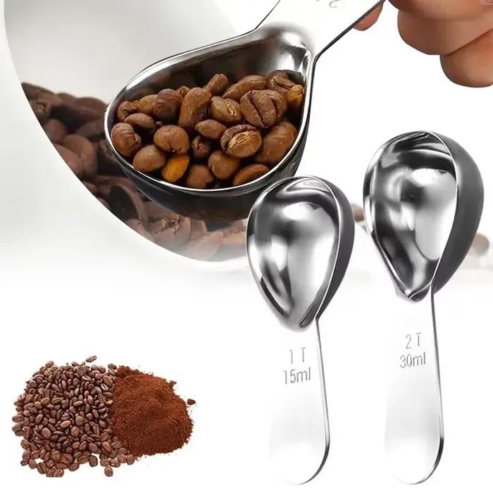 Cuillère à café, cuillère à café mesurant en acier inoxydable 304, cuillère à soupe à manche court,
