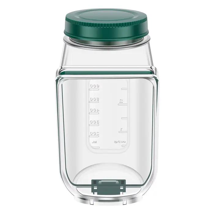 Boîte à salade en plastique anti-fuite avec couvercle à ouverture latérale, compartimentée, portable