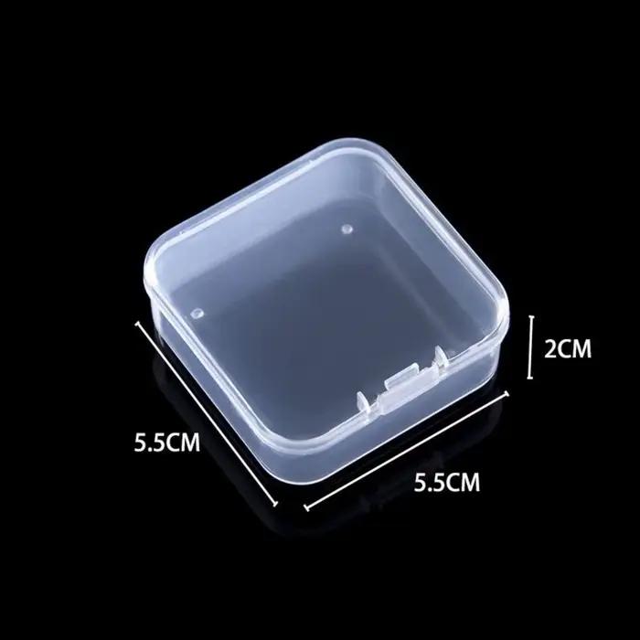 Boîte de rangement carrée en plastique, contenant transparent pour bijoux, perles, petits articles,