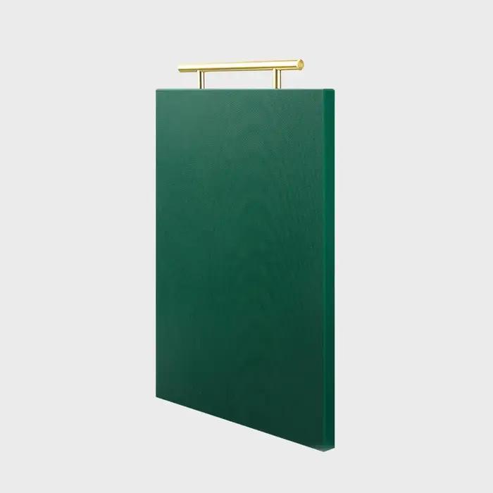 Planche à découper en PE vert nordique avec poignée dorée, planche à découper double face haute dure