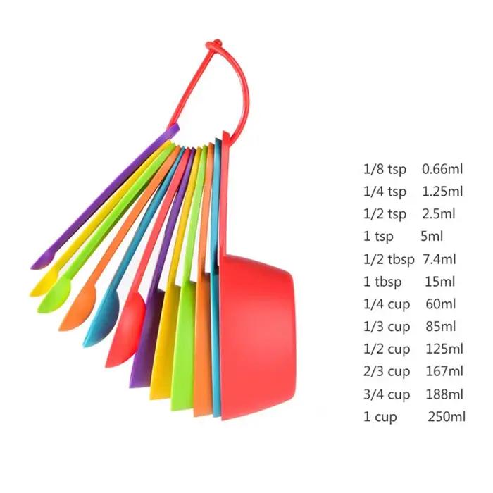 Ensemble de cuillères à mesurer de cuisine, outils de cuisson, tasse à mesurer en plastique avec éch