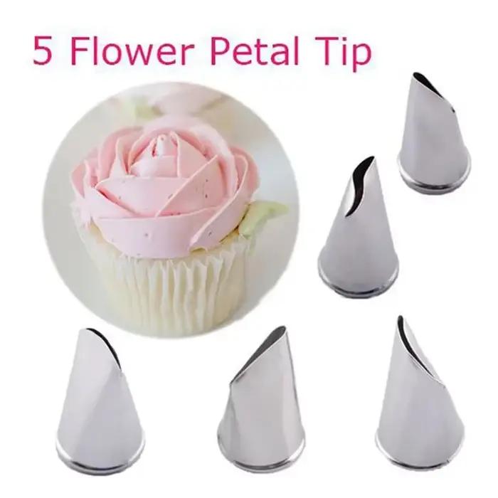 Ciseaux à fleurs + plateau à gâteaux + 5 buses tulipes et roses, lève-ongles, transfert de crème Fon