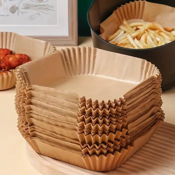 50 paquets de papier antiadhésif doublé avec friteuse à air pour la cuisson et les fours à micro-ond