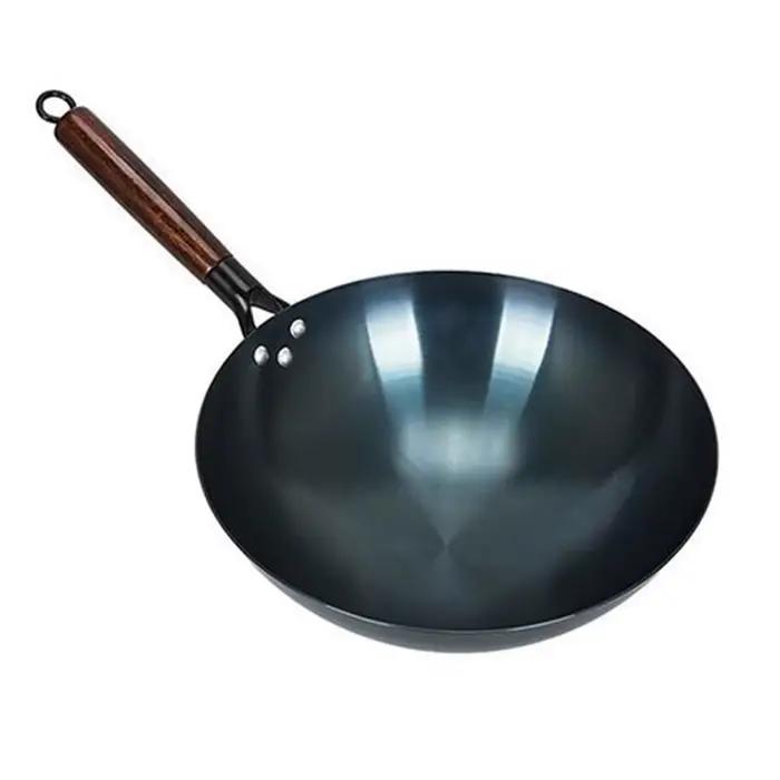 Wok Antiadhésif à Poignée Unique, Traditionnel Chinois, Rond, Astronomique, Non Revêtu, pour la Mais