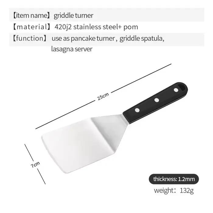 Spatule de plaque en acier inoxydable, tourneur de crêpes, Hamburger, Smasher, grattoir, tourneur de