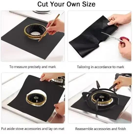 1/4 pièces cuisinière à gaz protecteur cuisinière brûleur couvre accessoires de cuisine tapis lavabl
