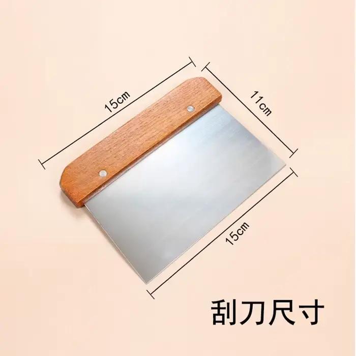 Hachoir à pâtes en acier inoxydable, manche en bois, spatule de cuisson, grattoir à pâte, outils de