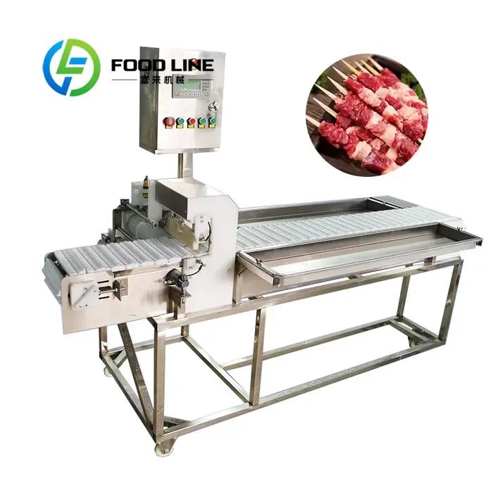 Machine automatique à brochettes de satay et de kebab pour barbecue, avec fonction de découpe de via