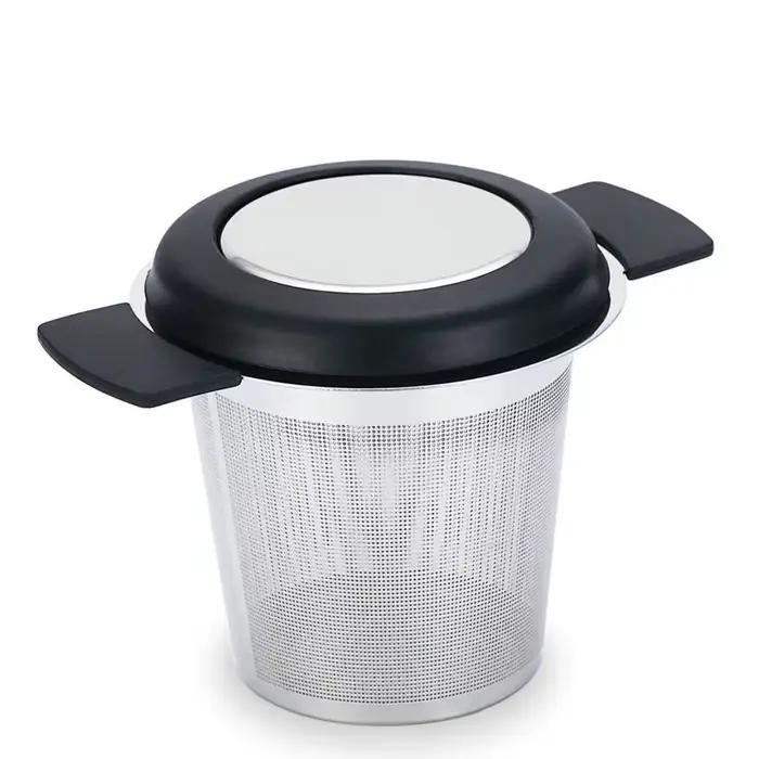 Filtre à thé en acier inoxydable avec double poignée, filtre à thé en silicone, machine à thé à doub