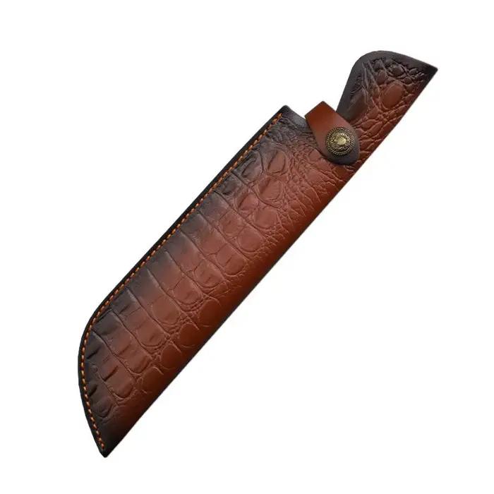 Fourreau de couteau de camping en cuir de vachette gaufré, étui de chasse avec structure de ceinture