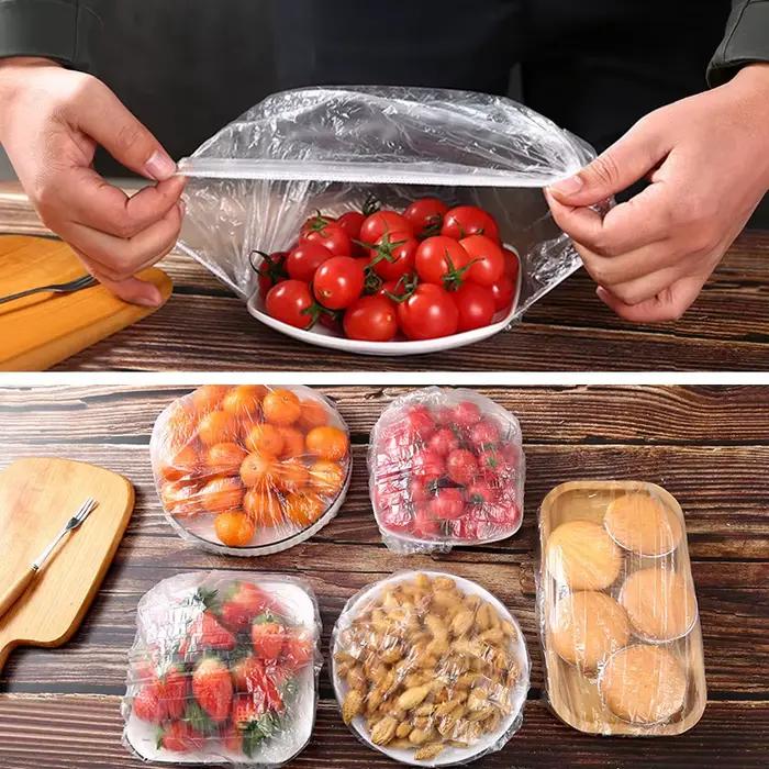 Couvercle alimentaire jetable réutilisable, enveloppe en plastique, couvercles alimentaires élastiqu