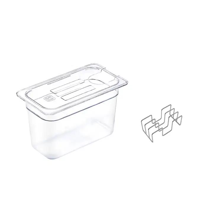 Conteneur Sous Vide Grande Capacité avec Grille et Couvercle, Réservoir d'Eau Transparent en Plastiq