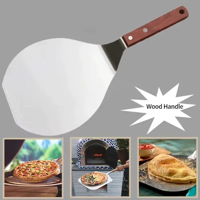 Pelle à Pizza en acier inoxydable, ascenseur de cuisine, spatule circulaire, palette à Pizza, trou de suspension, outil de cuisson, pelle à gâteaux, outil de Chef, vente en gros