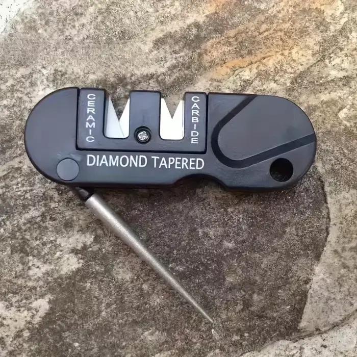 Aiguiseur de couteaux portable quatre en un (avec tige conique en diamant)