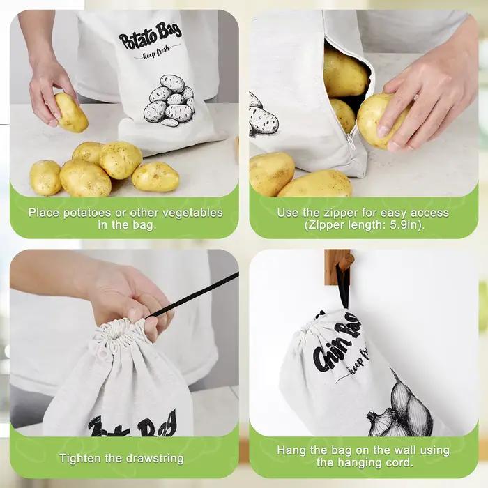 Sac de rangement réutilisable pour oignons et pommes de terre