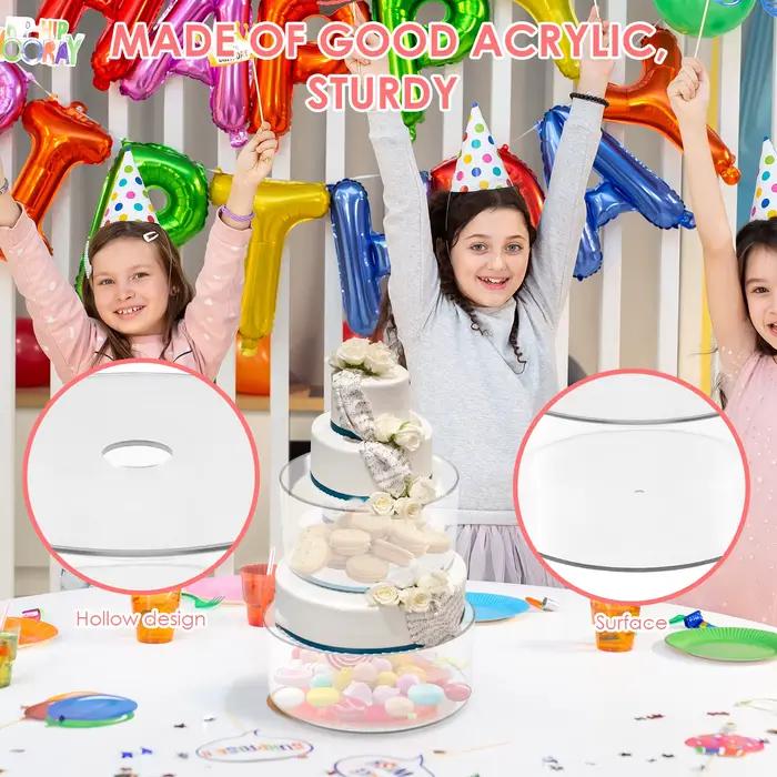 Panneau d'affichage de gâteaux rond transparent, support à desserts en acrylique, supports d'exposition de gâteaux pour anniversaire, mariage, décoration de pâtisserie de Table