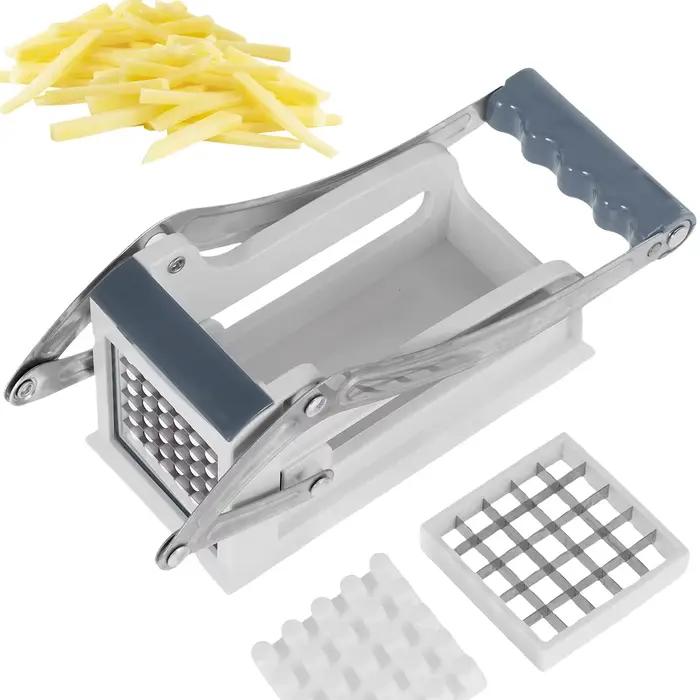 Trancheuse de pommes de terre pressée à la main en acier inoxydable avec lames interchangeables pour frites maison croustillantes et uniformes pour usage domestique et cadeau pour amateurs de cuisine