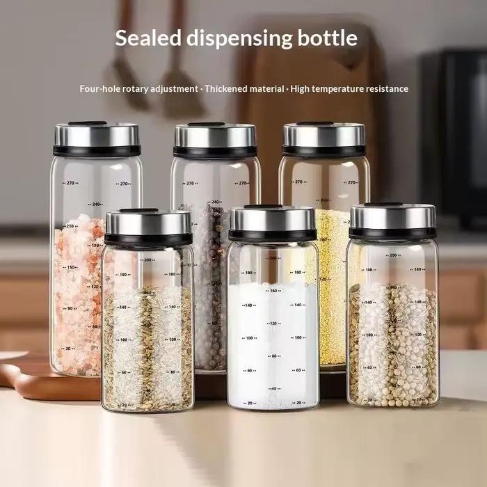 Boîte d'assaisonnement en verre à haute teneur en Borosilicate 200ml 300ml 500ml cochons de sel caves et serveurs pour sel poivre épices herbes aromatiques occasions spéciales cuisine élégante
