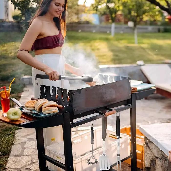 Ensemble d'outils de gril en acier inoxydable