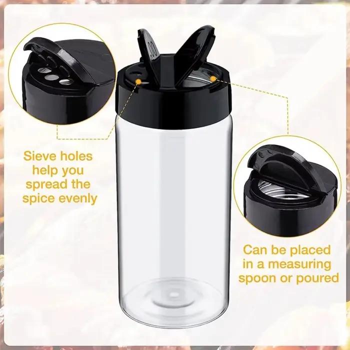 Pot à Épices en Plastique Transparent avec Shaker pour Cuisine, 1 Pièce