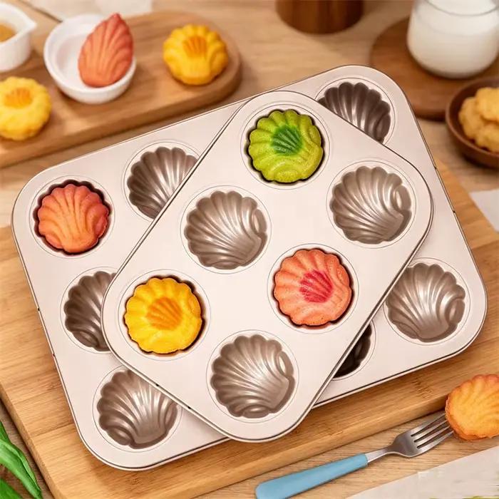 Moule à madeleines antiadhésif 6/12 cavités en acier au carbone