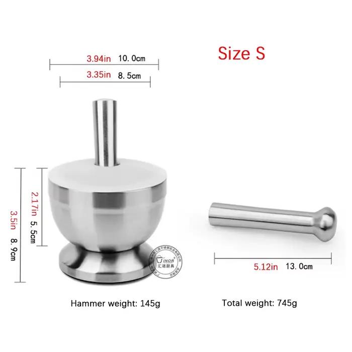 Ensemble de mortier et pilon en acier inoxydable broyeur d'épices pilon de pesto avec couvercle pour cuisiner et préparer des herbes occasions spéciales