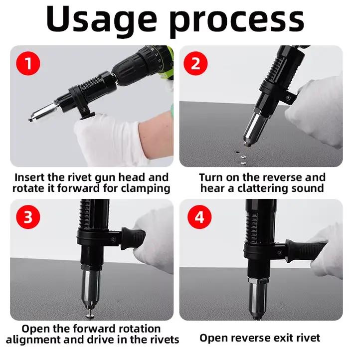 Kit d'adaptateur de pistolet à rivets avec poignée, fixation de perceuse à riveter, outil manuel de rivetage, écrou d'insertion pour perceuse électrique sans fil
