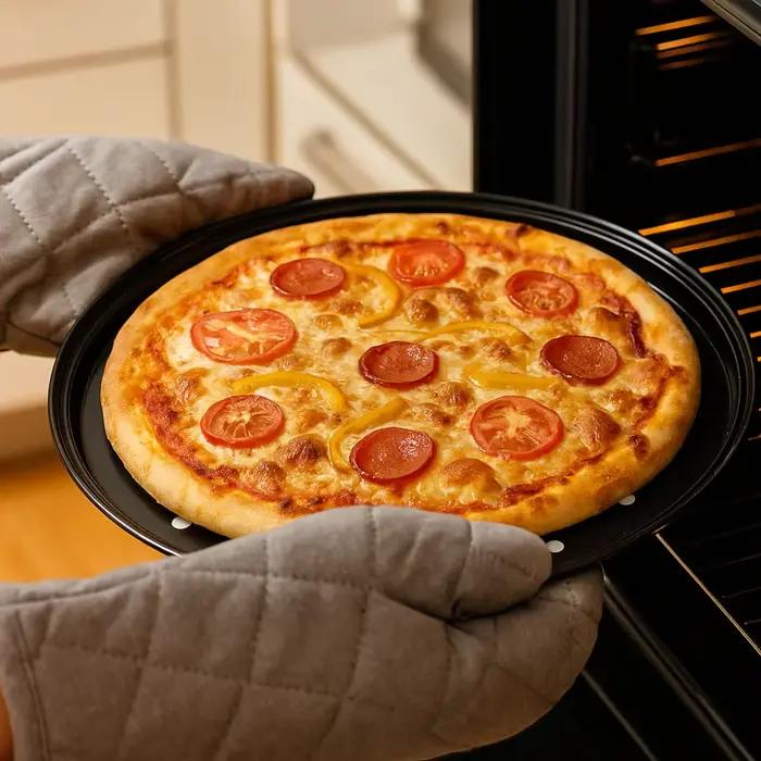 Ensemble de poêles à Pizza perforées en acier au carbone, plaque de cuisson antiadhésive de 10/11/12 pouces, outils de cuisson ronds à usage Mupti, croustillant et pétillant