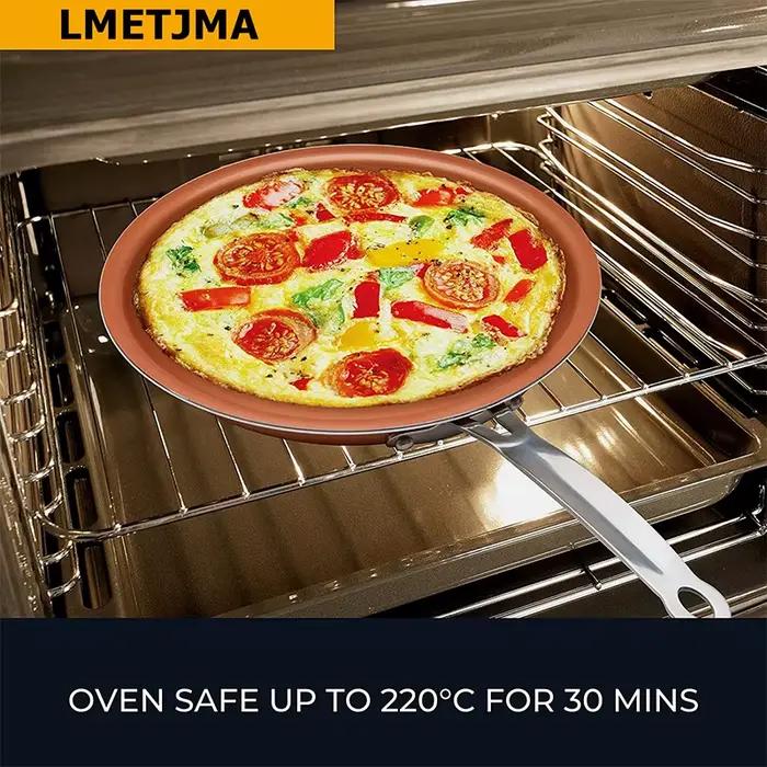 LMETJMA Poêle à frire antiadhésive 20 24 28 cm avec revêtement en céramique titane Poêle à œufs ronde en cuivre Ustensiles de cuisine KC0459
