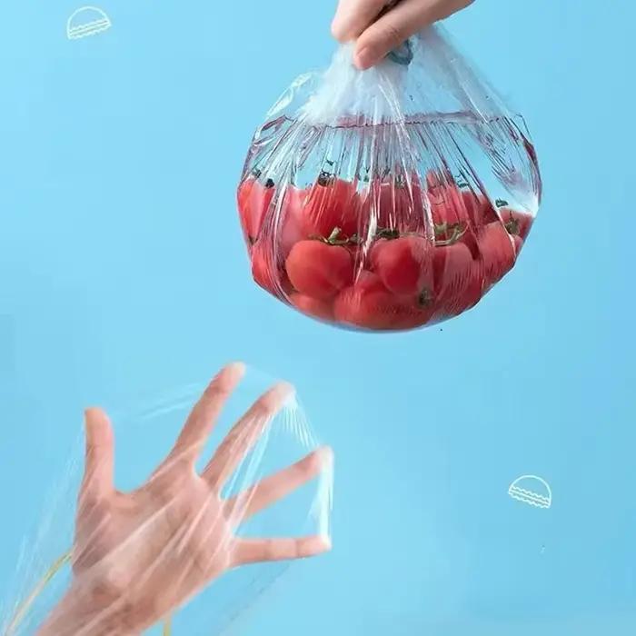 Couvercles alimentaires élastiques, couvercles de bol en plastique jetables pour le stockage de fruits et légumes, enveloppes d'étanchéité de fraîcheur, 100 pièces
