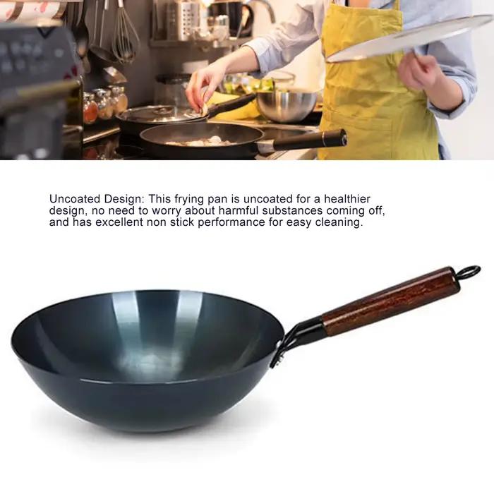 Wok Antiadhésif à Poignée Unique, Traditionnel Chinois, Rond, Astronomique, Non Revêtu, pour la Maison et le Restaurant