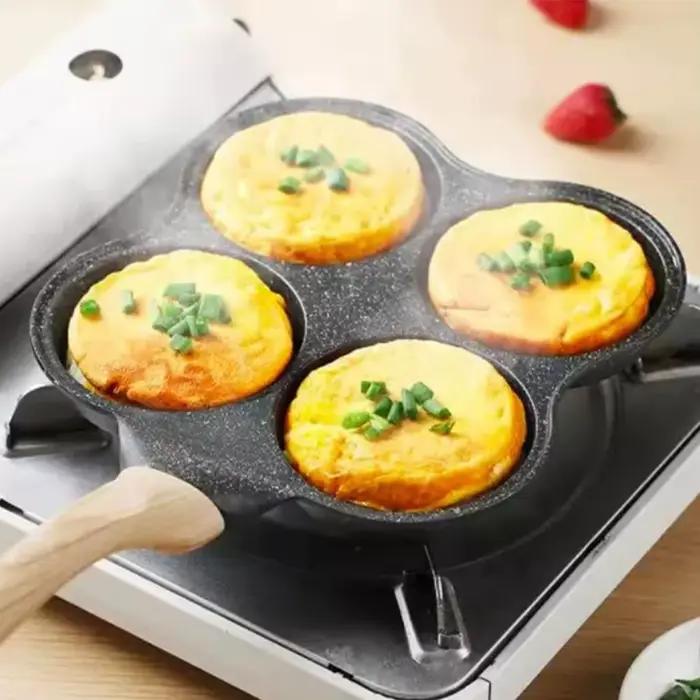 Poêle à frire antiadhésive pour 4 œufs, mini poêle à crêpes, appareil à omelette japonais, anti-rouille, pour la cuisine à domicile