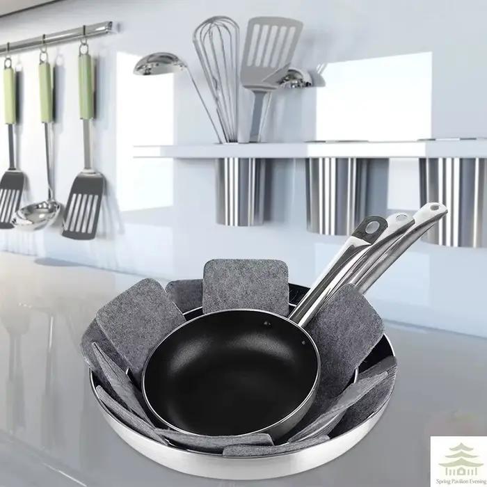 Protecteurs de casseroles et poêles, 12 pièces, séparateurs de casseroles en non-tissé, 3 tailles, coussinets de séparation pour protéger les ustensiles de cuisine