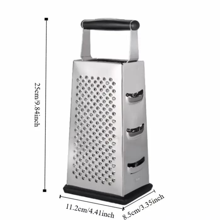 Râpe à fromage multifonctionnelle 4 faces en acier inoxydable, râpe à légumes sur pied, poignée confortable, base antidérapante