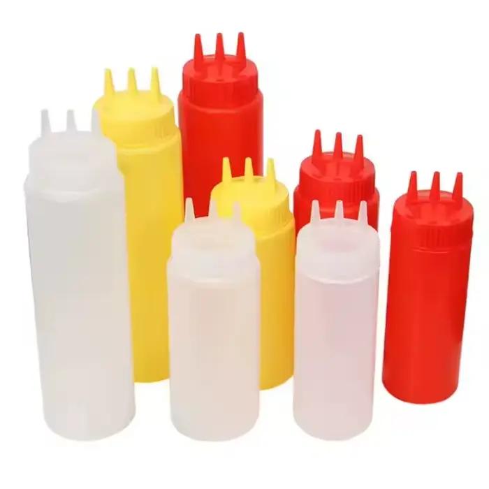 Bouteille à presser à 3 trous de 360 à 800 ml en plastique PE/PP, distributeur de sauces pour cuisine et occasions spéciales