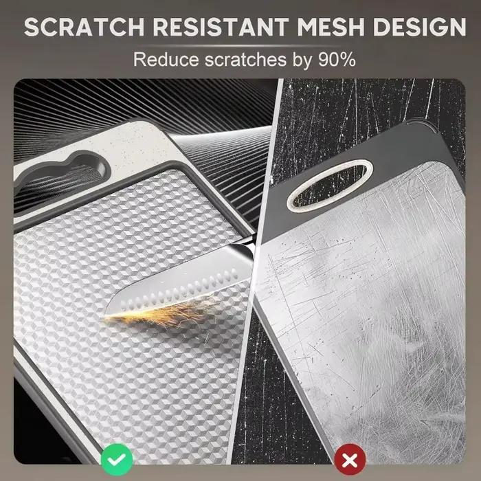 Planche à découper Double face en acier inoxydable 304, avec bords en Silicone, matériau PP Anti-moisissure, planche à découper pour usage domestique