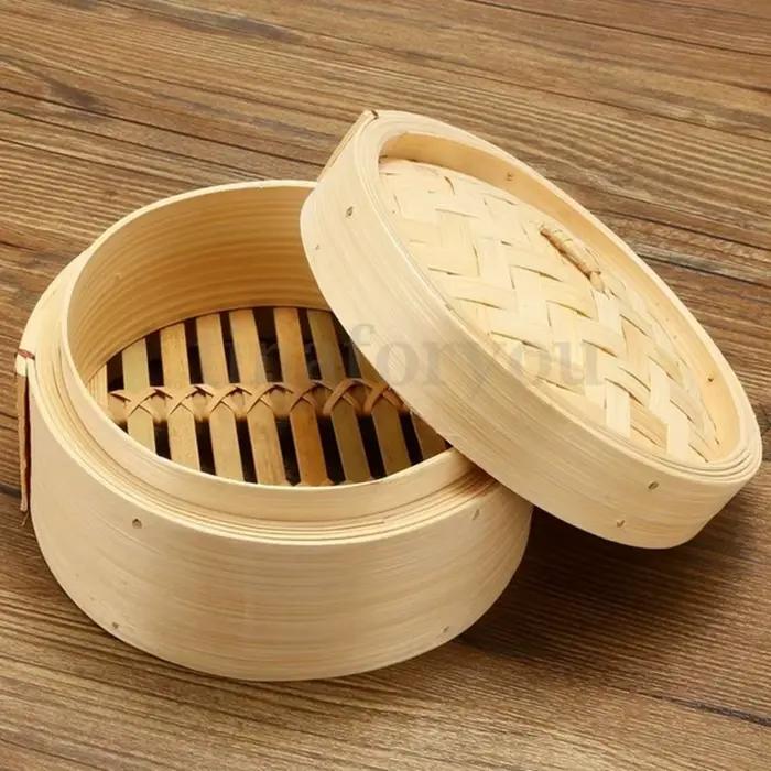 Cuisinière vapeur en bambou avec couvercle pour légumes chinois