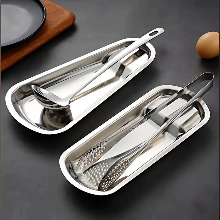 Support de plateau de buffet en acier inoxydable de style coréen, support pour pince à aliments, pince à pain, plateau en forme d'éventail, support pour cuillères, support pour couverts, plateau à vai