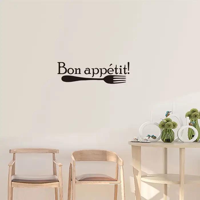 Autocollants muraux créatifs français « Bon Appétit » à motif fourchette