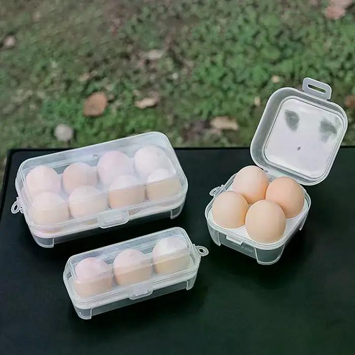 Boîte à œufs portable à 3/4/8 compartiments, boîte organisatrice d'œufs transparente pour le camping, le pique-nique, le barbecue, accessoires pratiques pour l'extérieur