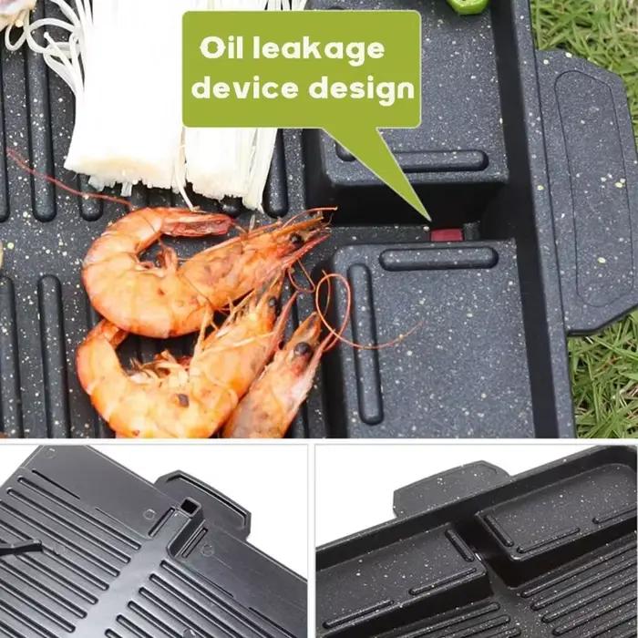 Plaque de cuisson rectangulaire à revêtement antiadhésif Portable 32X26cm pour cuisinière à gaz Butane
