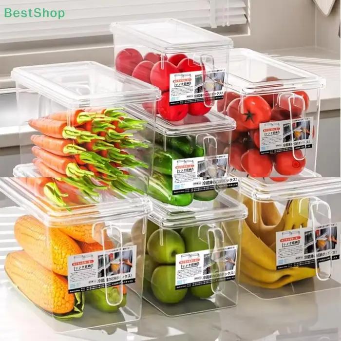 Boîte de rangement de réfrigérateur en plastique transparent