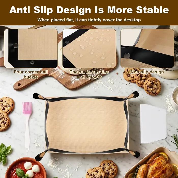 Tapis de cuisson en fibre de silicone avec spatule et brosse