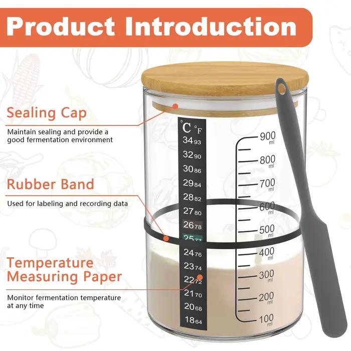 Pot de levain 900 ml en verre transparent pour fermentation et cuisson chez vous occassions spéciales fromage bière maison