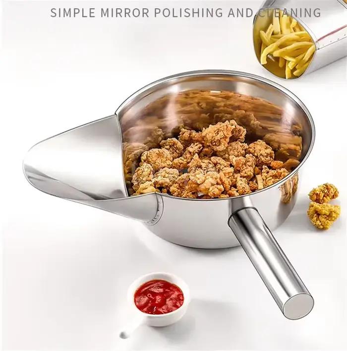 Outil de cuisine en acier inoxydable, pelle à frites, ustensile de cuisine, outil d'emballage pour frites, simple Double poignée