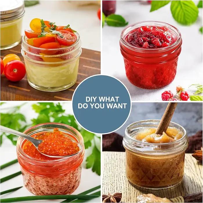 Mini pots à épices Mason en verre de 4oz avec couvercles séparables, pots de conserve pour le miel, la confiture, la gelée, les faveurs de mariage, le stockage des aliments dans la cuisine
