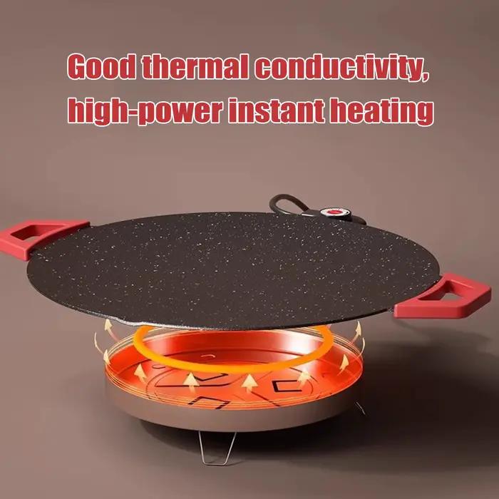 Grill électrique d'intérieur sans fumée et plaque de cuisson antiadhésive avec poignées, grill de table à chauffage rapide de 11,8 pouces pour steaks, hamburgers, crêpes